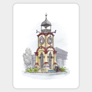 Hokitika Clocktower Watercolour Sticker